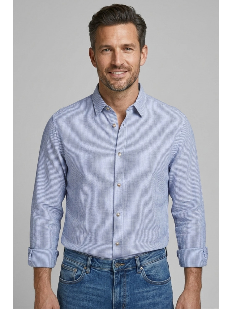 CAMISA RAYAS AZUL LINO