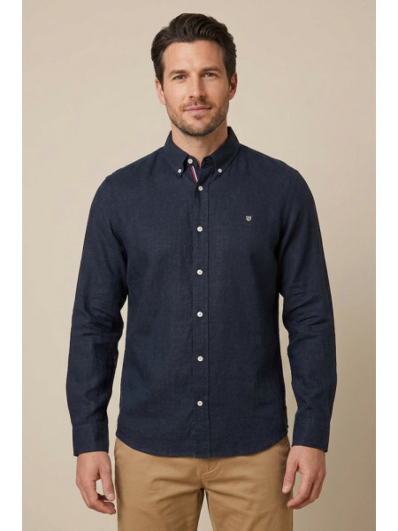 CAMISA LINO AZUL MARINO