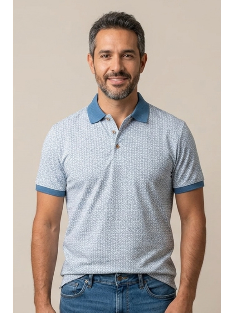 POLO GEOMETRICO AZUL