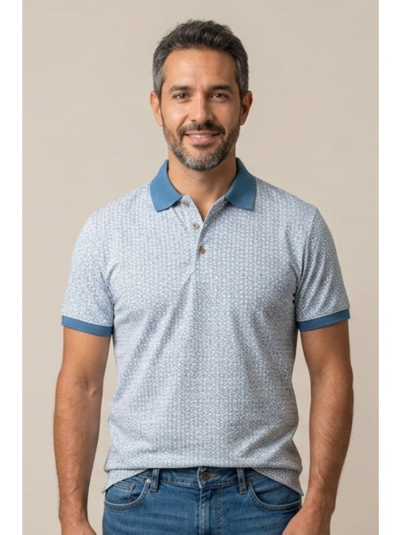 POLO GEOMETRICO AZUL